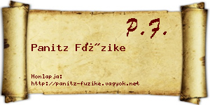 Panitz Füzike névjegykártya